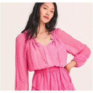 Loveshack Fancy popover tiered babydoll dress size S